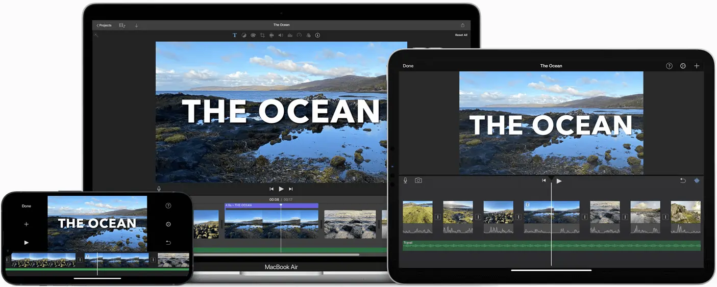 iMovie video editor for compressing video on a Mac desktop.